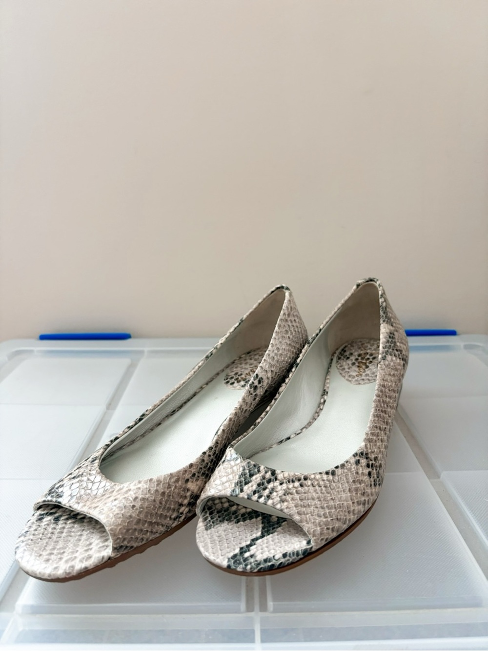 Cole Haan Nike Air Snakeskin Print Peep Toe Wedges W8.5